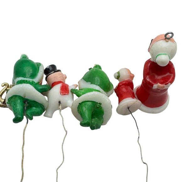 50s Japan Christmas Pixie Elf Figurines 5 Pc Hand-Painted Plastic Ornaments Vtg - Picture 10 of 10